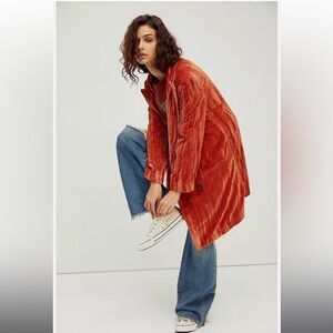 Free People crinkled velvet Daria Blazer Jacket- rust